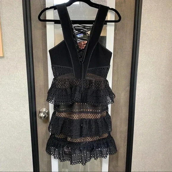 Self-Portrait Black Tiered Lace Mini Dress – Size 4 (US) - Picture 5 of 7
